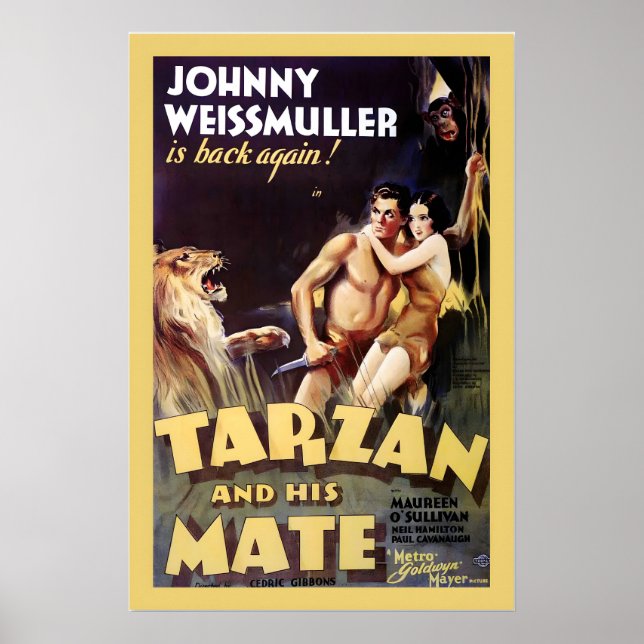 Tarzan! Weissmuller O'Sullivan 1934 Vintage Stil Poster (Vorne)