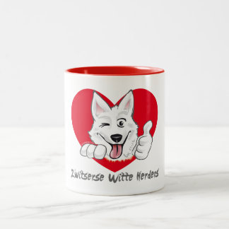 Tas met lachende Zwitserse Witte Herder Zweifarbige Tasse