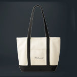 Tasche<br><div class="desc">Totbeutel in Schwarz/Natur mit Text; Bridesmaid.
Passen Sie dieses Objekt an oder kaufen Sie es wie es ist.</div>