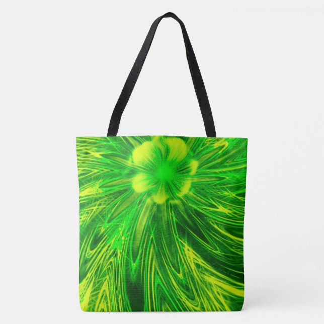 Tasche Abstrakte Linien Grüne Blume (Vorderseite)