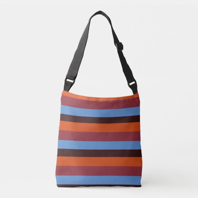 Tasche aus braunen und blauen Streifen (Vorderseite)