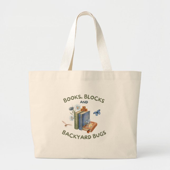 Tasche "Bücher, Bausteine und Gartenwanzen" (Vorne)