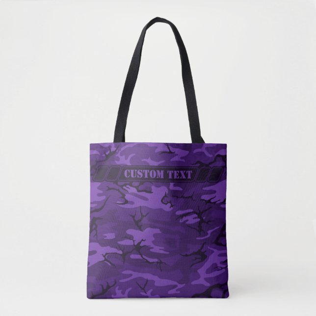 Tasche der Lila Camouflage mit dunklem Text (Vorderseite)