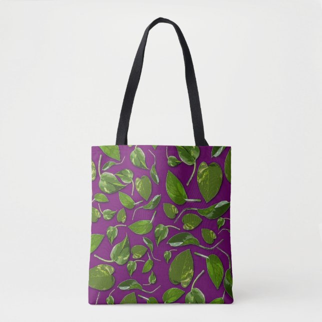 Tasche der lila und grünen botanischen Leinwand  (Vorderseite)