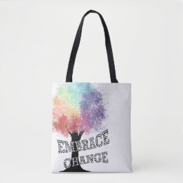Tasche "Embrace Change" mit bunten Regenbogenbaum