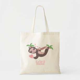 Tasche für Kinder Faultier-Herzen-Wolken-Bibliothe