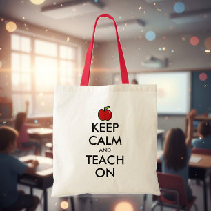 Tasche für Lehrerin   Roter Apfel behalte Ruhe und