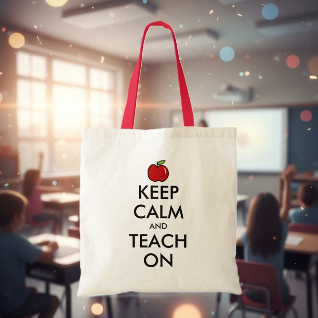 Tasche für Lehrerin | Roter Apfel behalte Ruhe und (teacher tote bag)