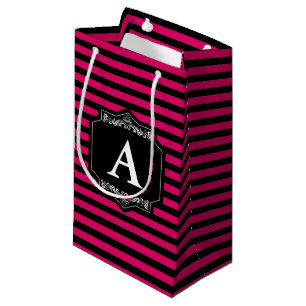 Tasche Geschenke Streifen Pink Monogramm Kleine Geschenktüte