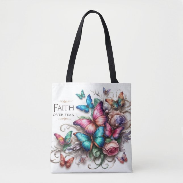 Tasche "Glaube über Angst" Inspiration Tote Tasche (Vorderseite)