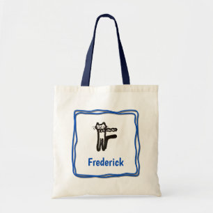 Tasche - Katzenbrief F mit dem Namen in Rahmen