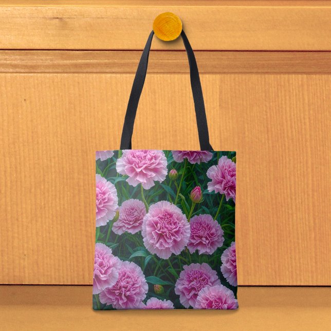 Tasche mit Bild von rosa Nelken Nr. 2 (Tote bag with pink carnations)