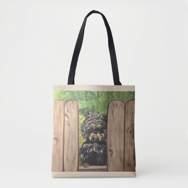 Tasche mit dem niedlichen Hund, der zwischen (Vorderseite)