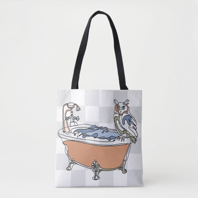 Tasche mit Eule und Badewanne (Vorderseite)