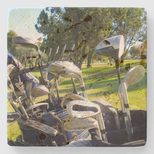 Tasche mit Golf Clubs, Steinuntersetzer (Vorderseite)