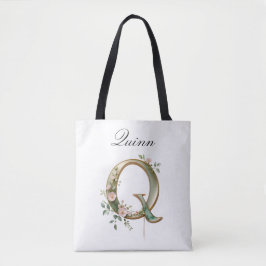 Tasche mit individuellem goldenen Blumenbuchstaben