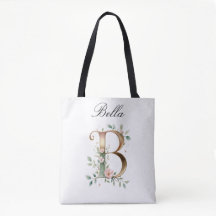 Tasche mit individuellem goldenen Blumenbuchstaben