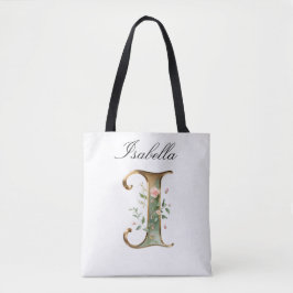 Tasche mit individuellem goldenen Blumenbuchstaben