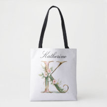 Tasche mit individuellem goldenen floralen Buchsta