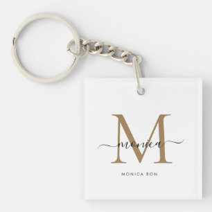 Tasche mit individuellem Monogramm-Namen Schlüsselanhänger