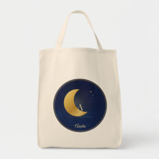 Tasche mit individuellem Monogramm, Navy Gold Halb