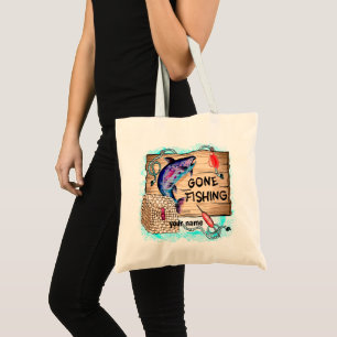 Tasche mit individuellem Namen 'Gone Fishing'