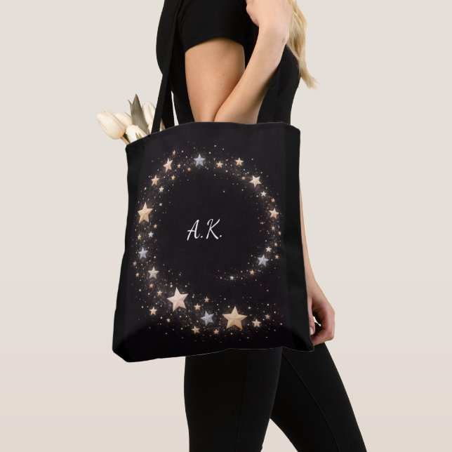 Tasche mit individuellem Sternenspiral-Initialen-G (Von Nahem)