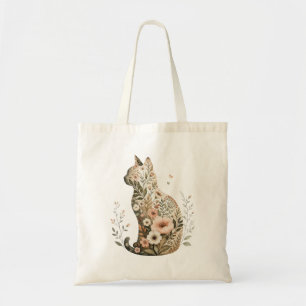 Tasche mit Katzen-Silhouette und floralem Boho-Wil