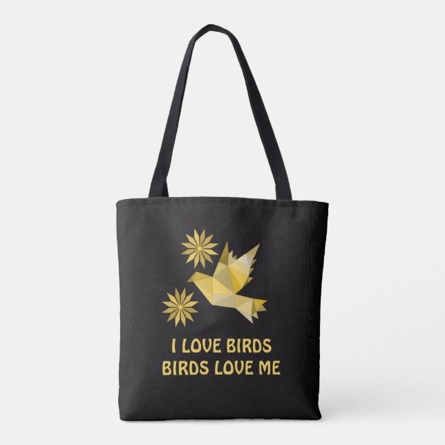 Tasche mit kreativem Vogel mit Blume (Rückseite)