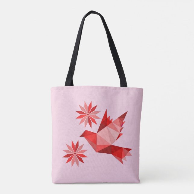 Tasche mit kreativem Vogel mit Blume (Rückseite)