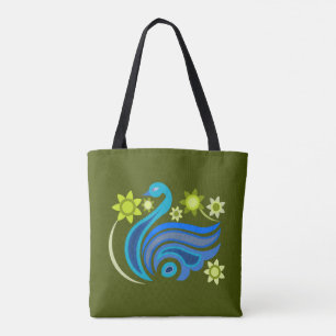 Tasche mit kreativem Vogel mit Blume