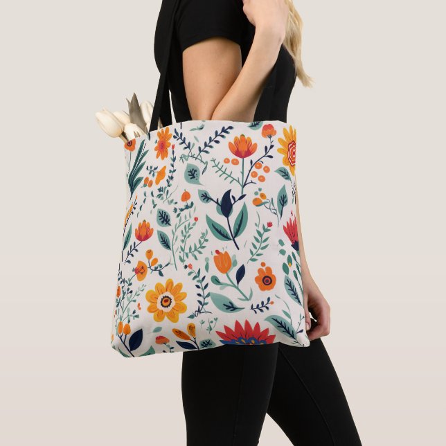 Tasche mit leuchtendem Blumenmuster  (Von Nahem)