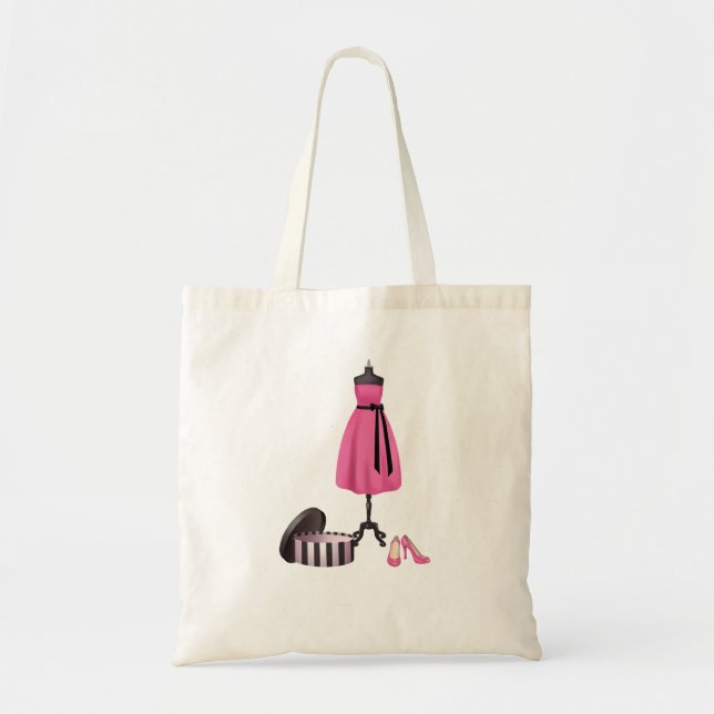 Tasche mit Malerei eines rosa Kleides, des Kastens (Vorne)