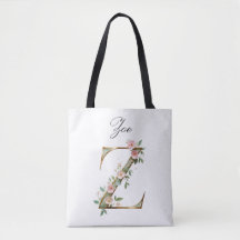 Tasche mit maßgeschneidertem Gold-Blumen-Letter Z