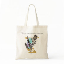 Tasche mit Protea-Blume, Goldtextur und Text
