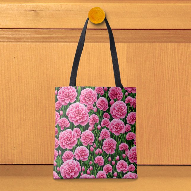 Tasche mit rosa Nelken (Tote bag with pink carnations)