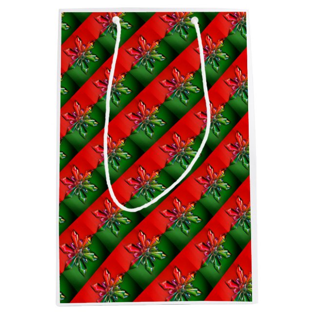 Tasche mit Rot- und grünem Schneeflocken Mittlere Geschenktüte (Vorderseite)