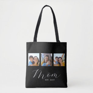 Tasche mit Schriftzug 'Mom Established' Schwarz 3