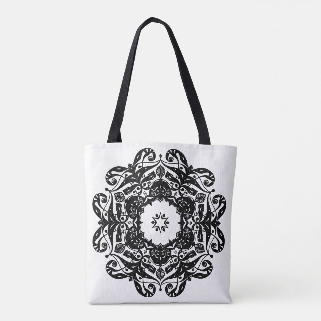 Tasche mit Schwarz-Weiß-Ornamenten (Rückseite)