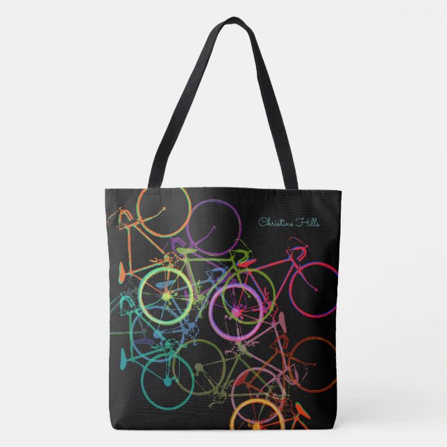 Tasche mit schwarzem Fahrrad mit farbigen Fahrräde (Vorderseite)