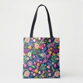 Tasche mit schwarzem Hintergrund und Blumendesign