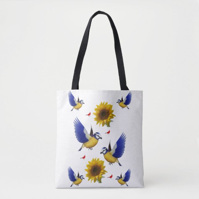 Tasche mit Sonnenblumenvogel (Vorderseite)