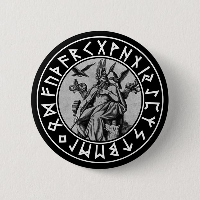 Tasche Odin Schild auf Schwarzem Button (Vorderseite)