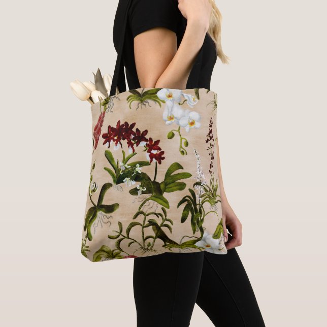 Tasche - Orchideenmuster in Beige (Von Nahem)