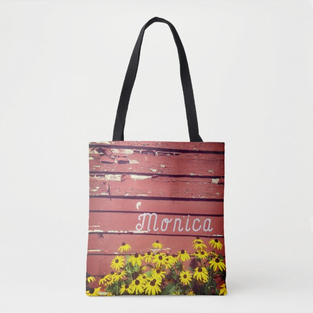Tasche personalisierter Name mit rustikalem Holz u (Vorderseite)