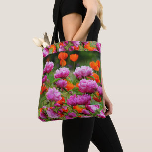 Tasche - Rosa Peonies und Orangenpfeife.