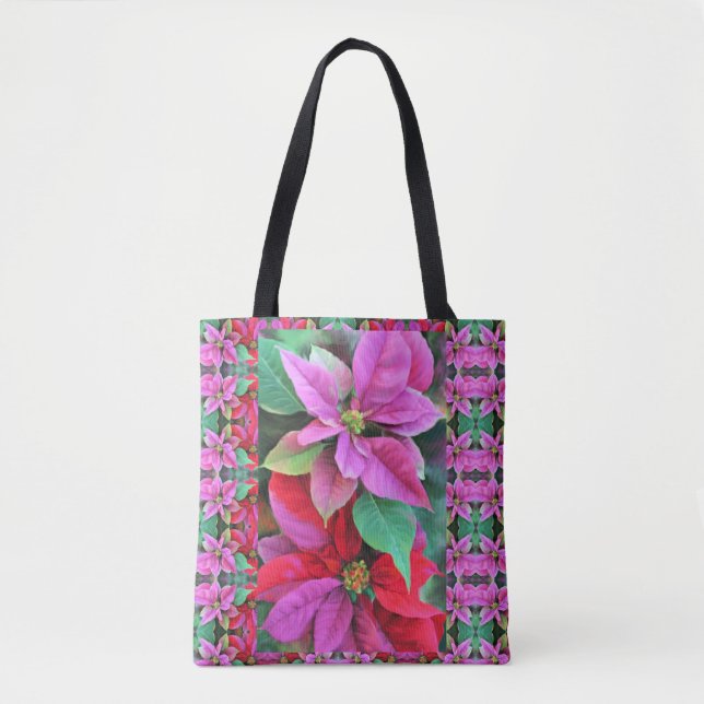 Tasche - Rosa und Rote Poinsettias (Vorderseite)