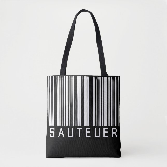 Tasche "SAUTEUER" Barcode Weiß (Vorderseite)
