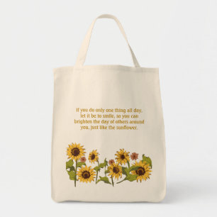 Tasche - Sonnenblumen Lächeln Zitat mit bearbeitba