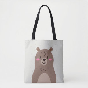 Tasche süßer brauner Bär weißes Waldtier